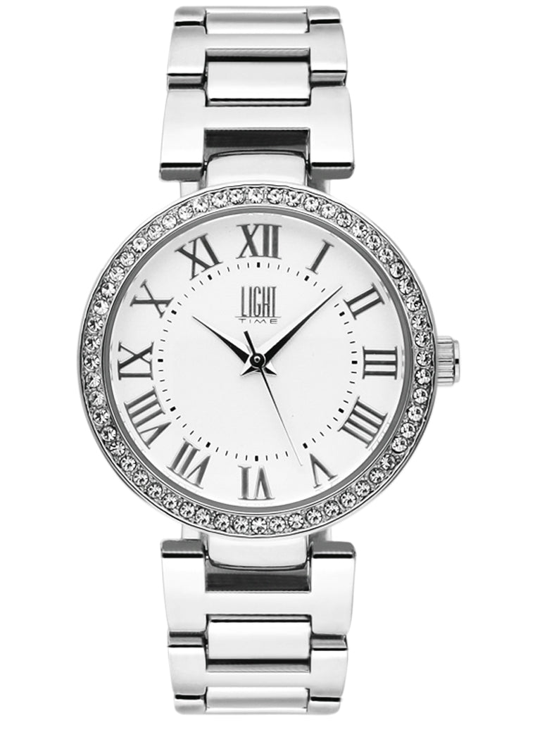 Orologio Light Time Cortina L215-A - Donna, quarzo Myota, cassa metallo con strass, bracciale metallo, 33mm - Frontale