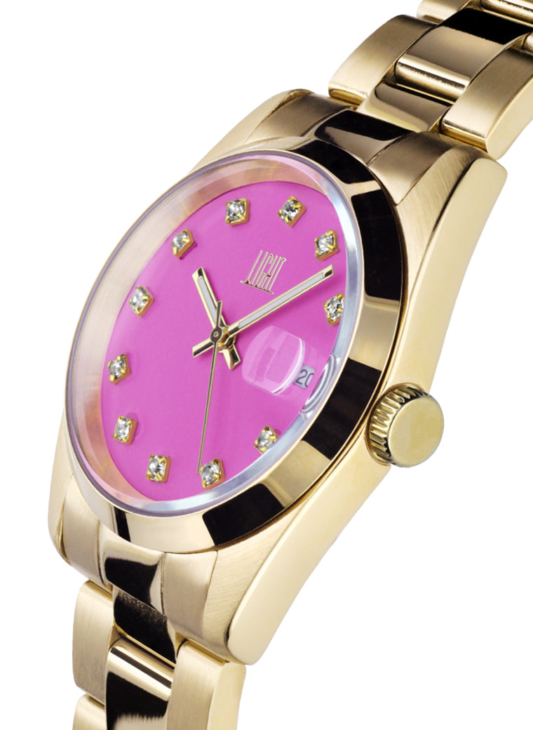 Orologio Light Time Cuba L195GS-C-FU - orologio donna cassa acciaio, cinturino acciaio, quadrante con strass, diametro 36mm, datario ore 15 - Laterale