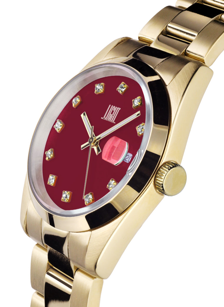 Orologio Light Time Cuba L195GS-C-RU - orologio donna cassa acciaio, cinturino acciaio, quadrante con strass, diametro 36mm, datario ore 15 - Laterale