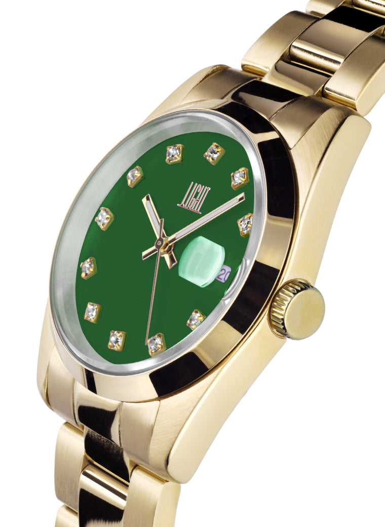 Orologio Light Time Cuba L195GS-C-VE - orologio donna cassa acciaio, cinturino acciaio, quadrante con strass, diametro 36mm, datario ore 15 - Laterale