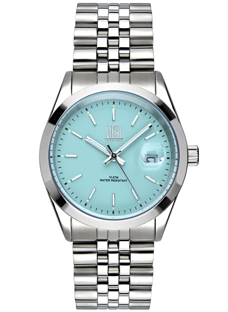 Orologio Light Time Cuba L195J-AZ - orologio uomo cassa acciaio, cinturino acciaio, quadrante colorato, diametro 36mm, datario ore 15 - Frontale