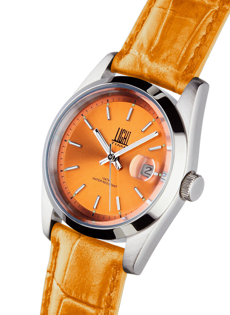 Light Time Cuba L195P-D orologio quadrante arancione cinturino pelle arancione
