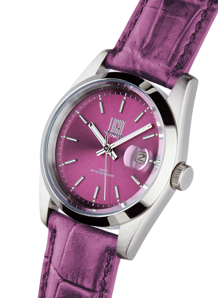 Light Time Cuba L195P-E orologio quadrante viola cinturino pelle viola