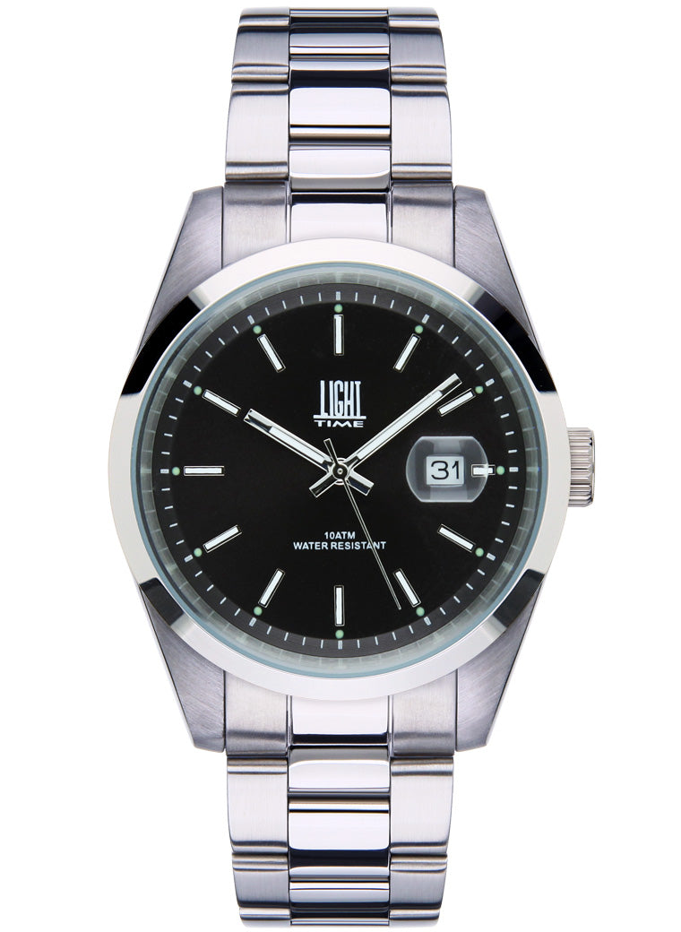 Orologio Light Time Cuba L220B quadrante nero bracciale acciaio uomo