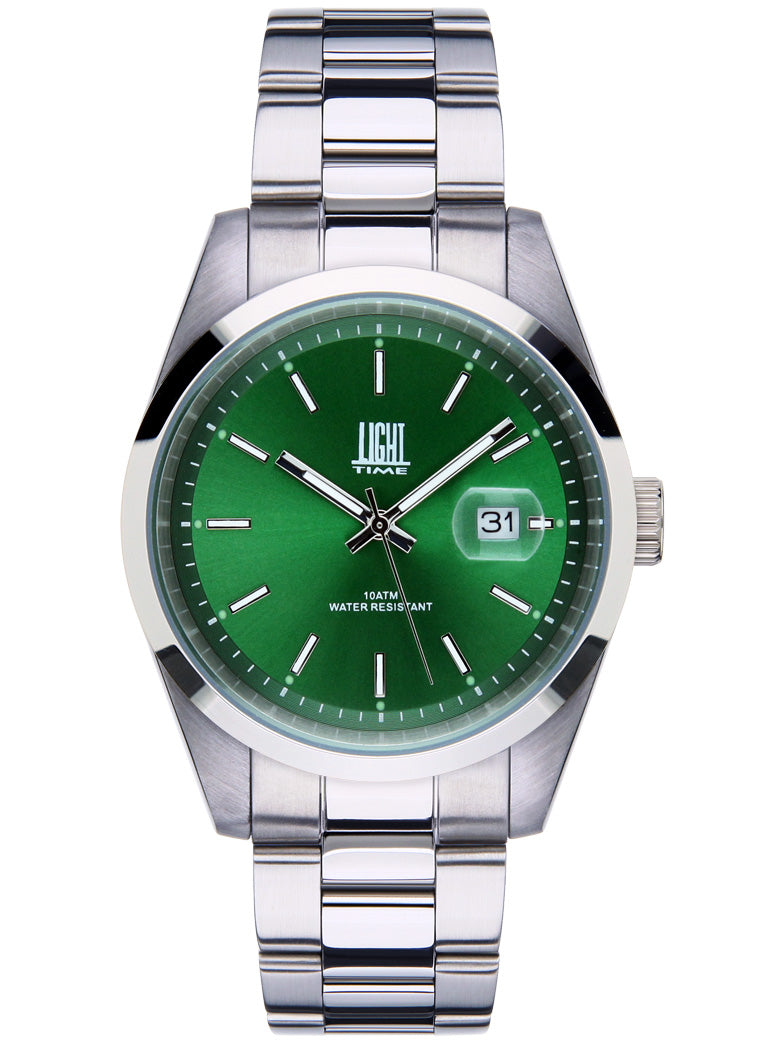 Orologio Light Time Cuba L220D - orologio uomo cassa acciaio, diametro 40mm, quadrante colorato, bracciale acciaio, datario ore 3 - Frontale