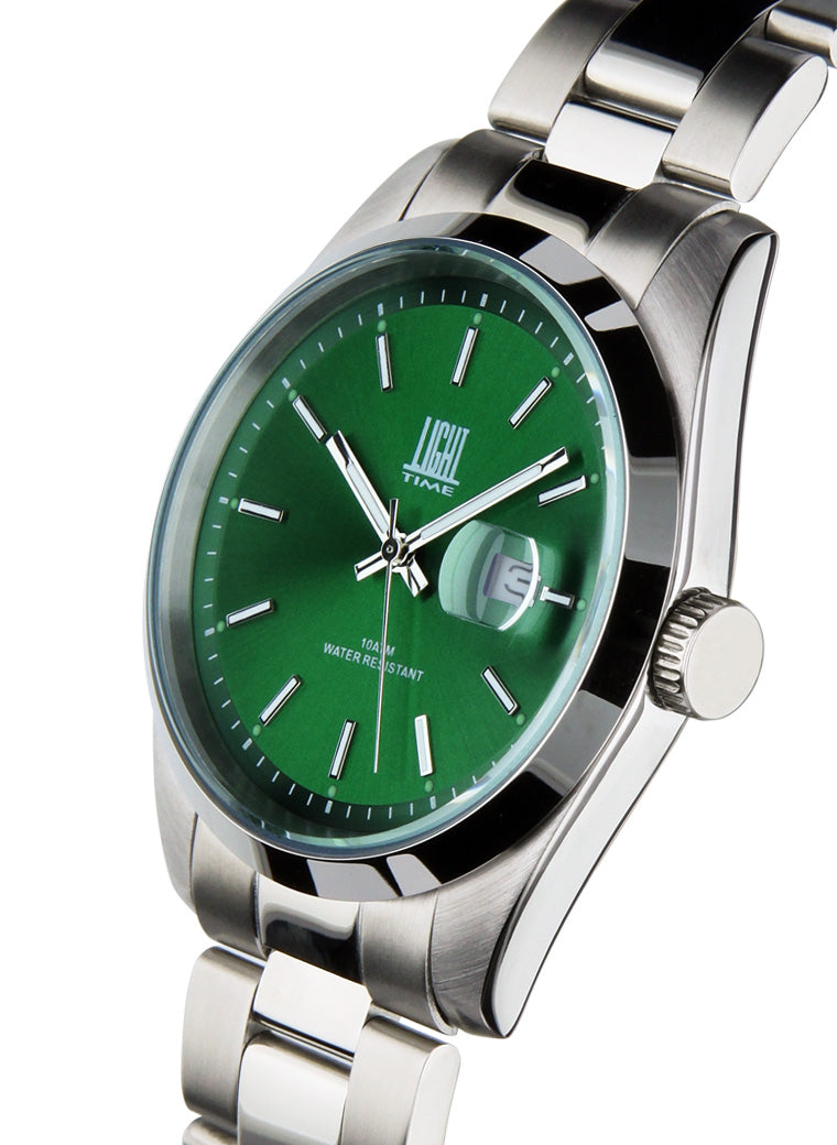 Orologio Light Time Cuba L220D - orologio uomo cassa acciaio, diametro 40mm, quadrante colorato, bracciale acciaio, datario ore 3 - Laterale