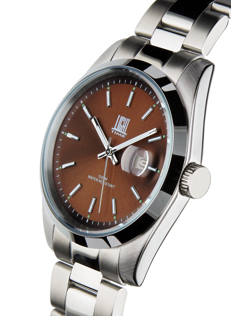 Orologio Light Time Cuba L220E - orologio uomo cassa acciaio, diametro 40mm, quadrante colorato, bracciale acciaio, datario ore 3 - Laterale