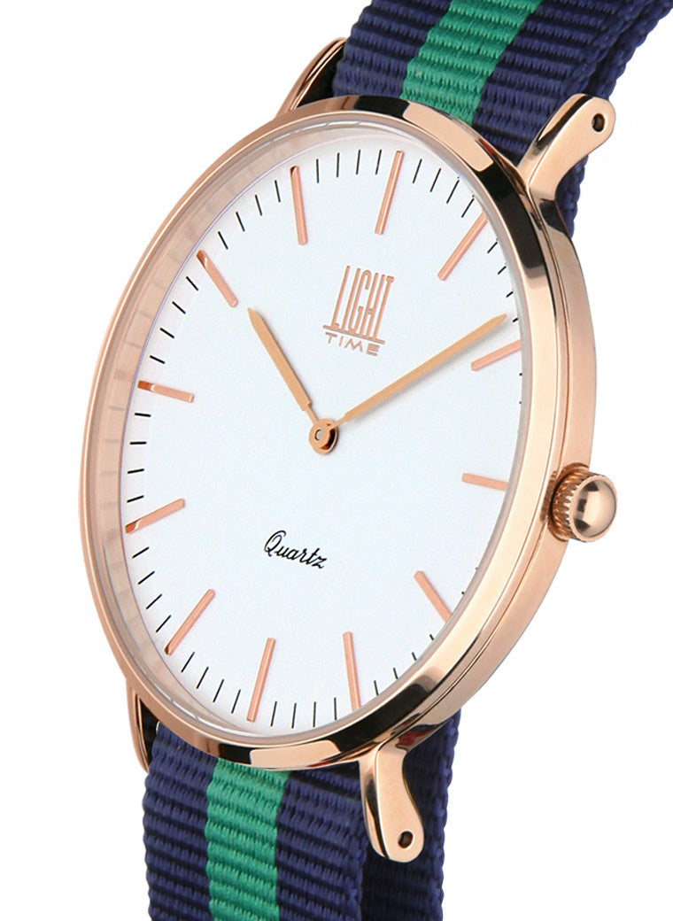 Orologio Light Time Essential L301R-N1 - Quarzo, cassa acciaio IP rosè 40mm, cinturino passante in nylon - Laterale