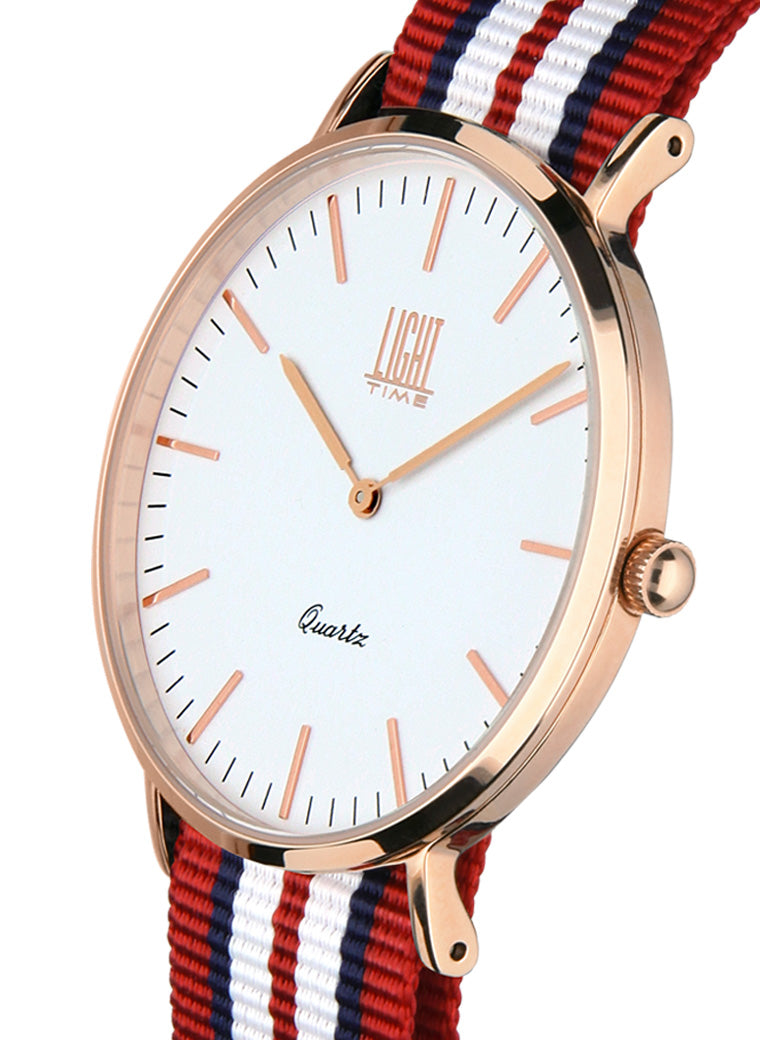 Orologio Light Time Essential L301R-N6 - Quarzo, cassa acciaio IP rosè 40mm, cinturino passante in nylon - Laterale