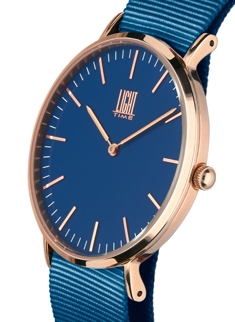 Orologio Light Time Essential L301R-NBL - quarzo cassa acciaio rosè 40mm cinturino nylon blu - Laterale