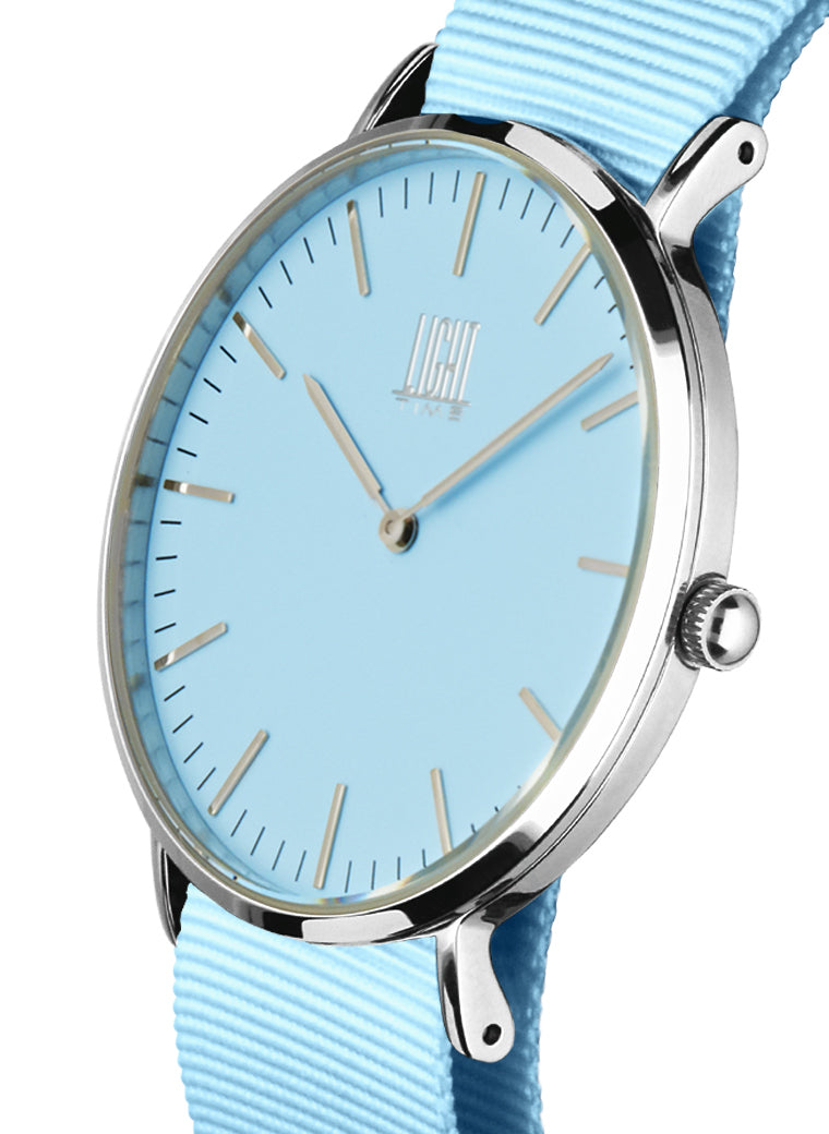 Orologio Light Time Essential L301S-NAZ - quarzo cassa acciaio 40mm cinturino nylon azzurro - Laterale