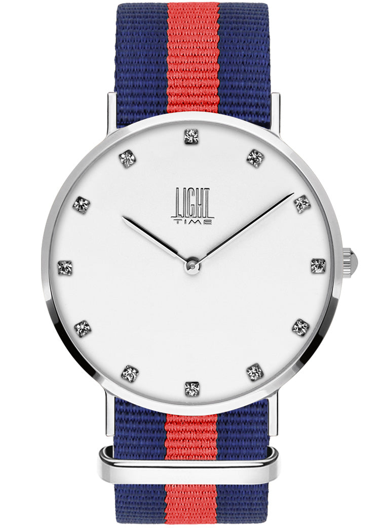 Orologio Light Time Essential L302S-N2 - Quarzo, cassa acciaio 40mm, quadrante con strass, cinturino nylon - Frontale