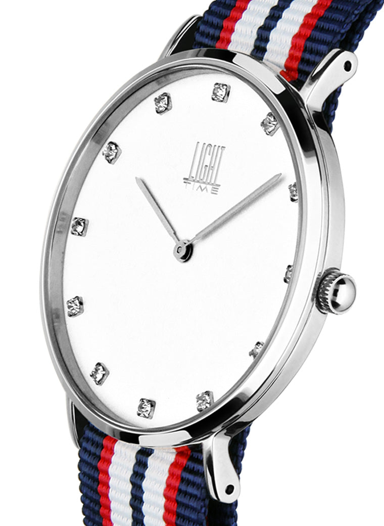 Orologio Light Time Essential L302S-N5 - quarzo cassa acciaio quadrante strass 40mm cinturino nylon - Laterale