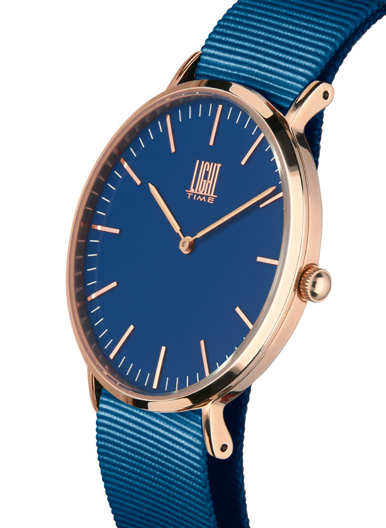 Orologio Light Time Essential L304R-NBL - quarzo cassa acciaio rosè 36mm cinturino nylon blu - Laterale