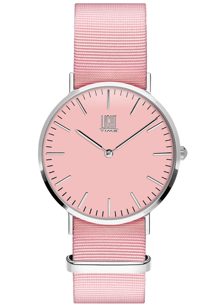 Orologio Light Time Essential L304S-NRO - quarzo cassa acciaio 36mm cinturino nylon rosa - Frontale