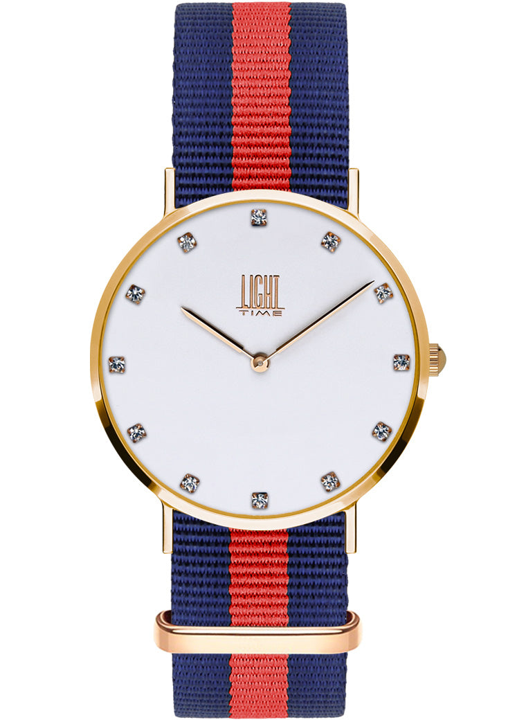 Orologio Light Time Essential L305R-N2 - quarzo cassa acciaio rosè quadrante strass 36mm cinturino nylon - Frontale