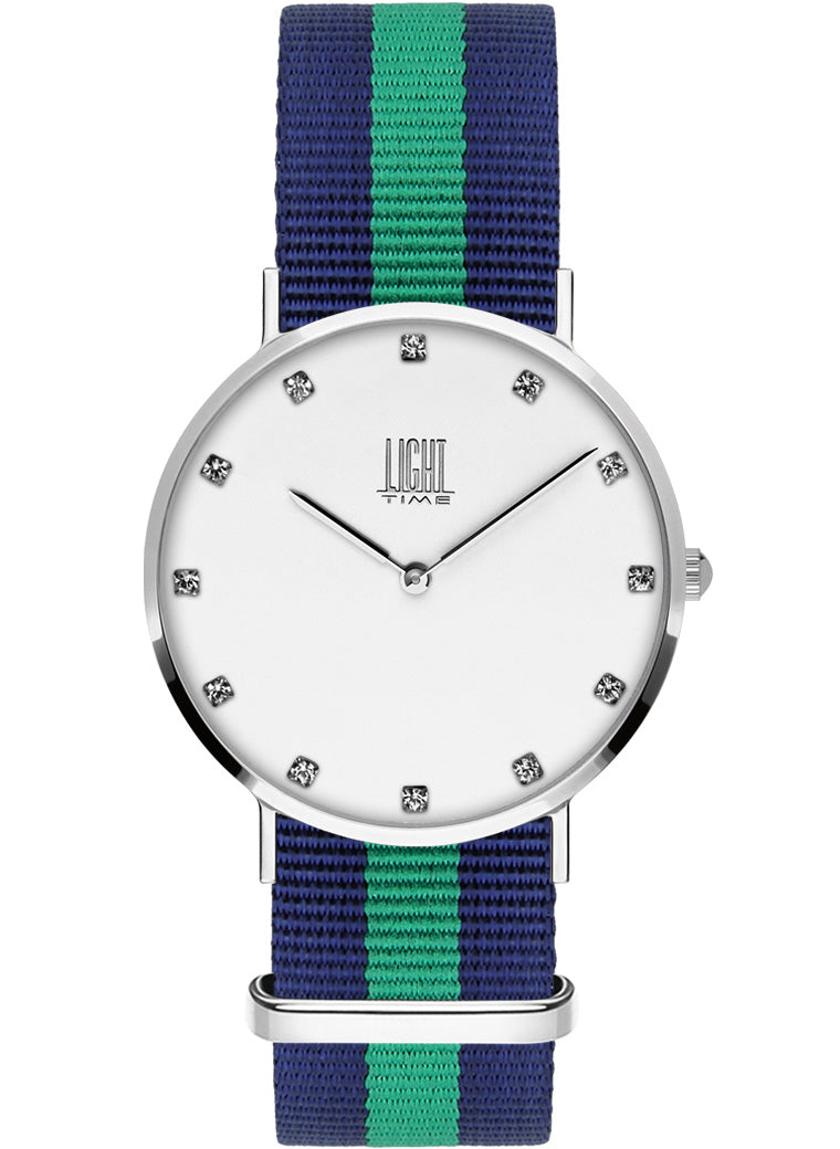 Orologio Light Time Essential L305S-N1 - quarzo cassa acciaio quadrante strass 36mm cinturino nylon - Frontale
