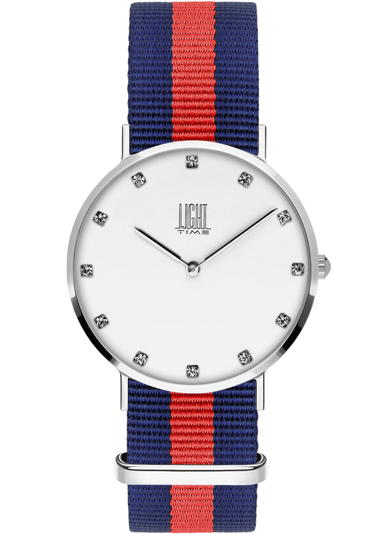 Orologio Light Time Essential L305S-N2 - quarzo cassa acciaio quadrante strass 36mm cinturino nylon - Frontale