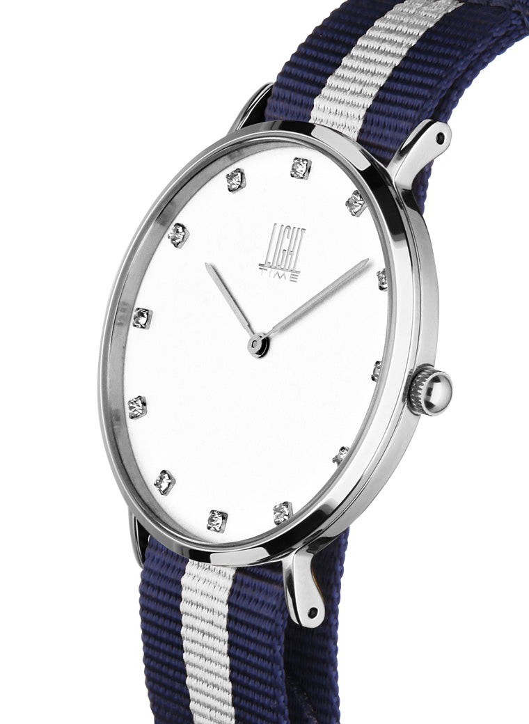 Orologio Light Time Essential L305S-N3 - quarzo cassa acciaio quadrante strass 36mm cinturino nylon - Laterale