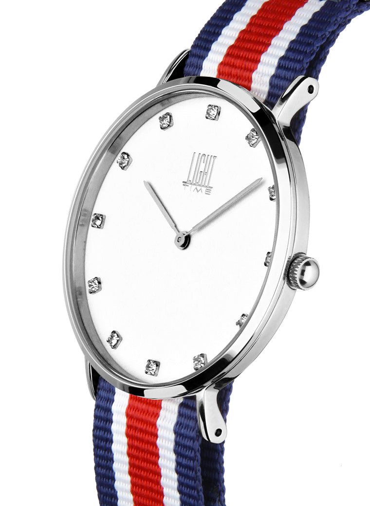 Orologio Light Time Essential L305S-N4 - quarzo cassa acciaio quadrante strass 36mm cinturino nylon - Laterale