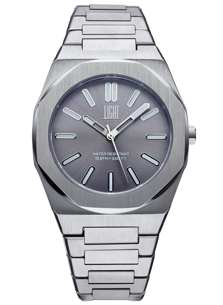 Orologio Light Time Iron L243-A - Uomo, quarzo Miyota, cassa e bracciale acciaio solido 40mm, water resistant 10 ATM - Frontale