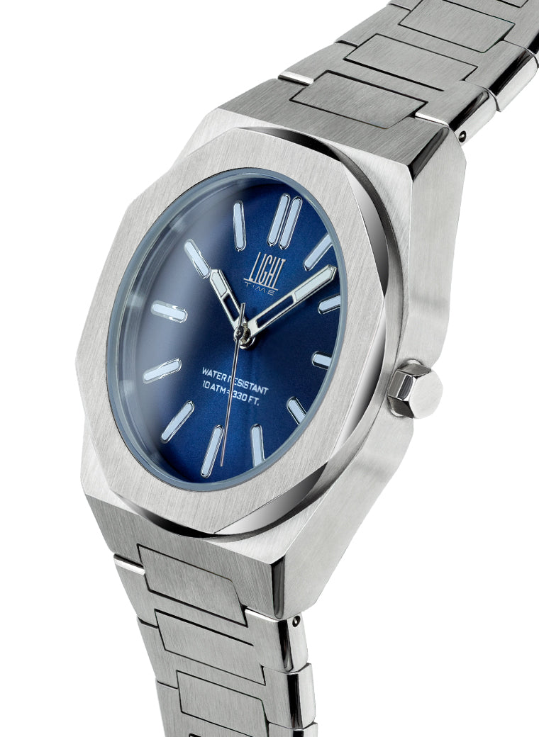 Orologio Light Time Iron L243-C - Uomo, quarzo Miyota, cassa e bracciale acciaio solido 40mm, water resistant 10 ATM - Laterale