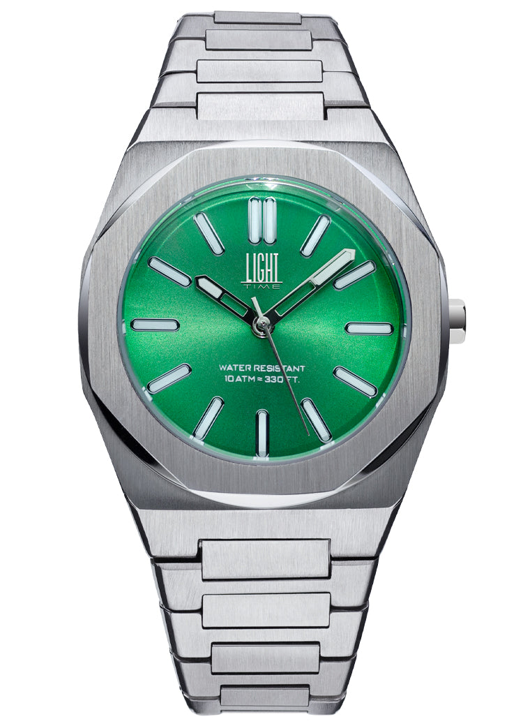 Orologio Light Time Iron L243-D - Uomo, quarzo Miyota, cassa e bracciale acciaio solido 40mm, water resistant 10 ATM - Frontale