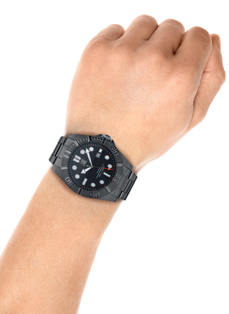 Orologio Light Time Iron Sport L246-N - Uomo, quarzo Miyota, cassa e bracciale acciaio solido 44mm, water resistant 10 ATM - Frontale