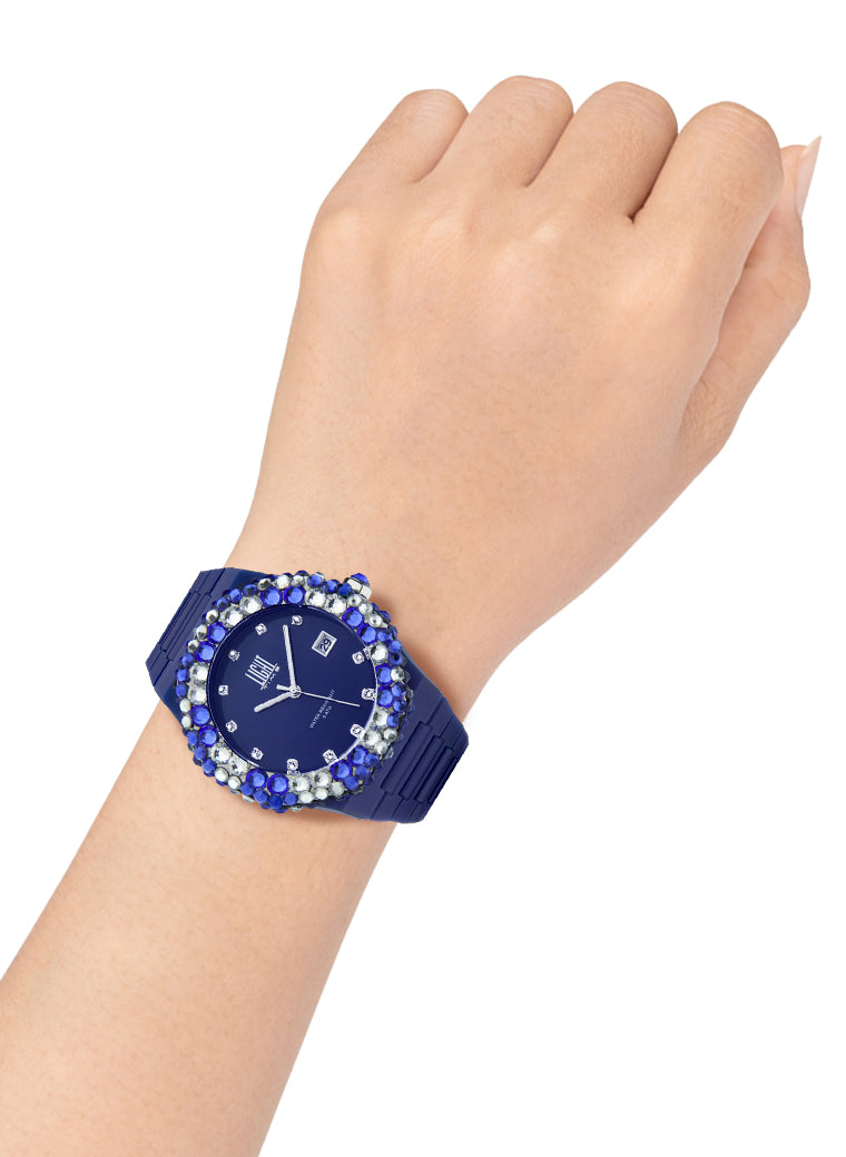 Orologio Light Time Mediterraneo L-509-BL-1 - orologio donna diametro 40mm, ghiera 200 cristalli Preciosa, quadrante blu, bracciale in policarbonato - Dettaglio