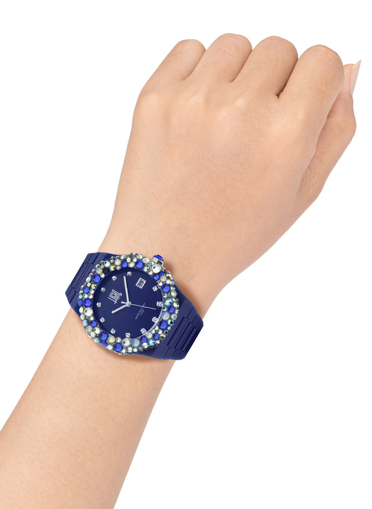 Orologio Light Time Mediterraneo L-509-BL-3 - orologio donna diametro 40mm, ghiera 200 cristalli Preciosa, quadrante blu, bracciale in policarbonato - Dettaglio