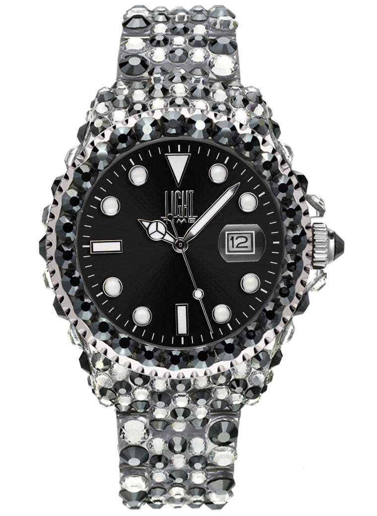 Orologio Light Time Mediterraneo L602C - orologio donna diametro 39mm, 380 cristalli Preciosa, cassa e bracciale in policarbonato - Frontale