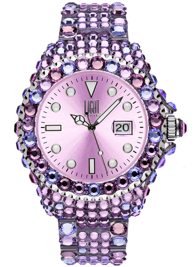 Orologio Light Time Mediterraneo L602G - orologio donna diametro 39mm, 380 cristalli Preciosa, cassa e bracciale in policarbonato - Frontale