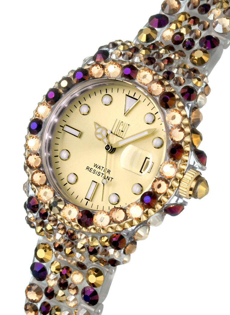 Orologio Light Time Mediterraneo L602K - orologio donna diametro 39mm, 380 cristalli Preciosa, cassa e bracciale in policarbonato - Laterale