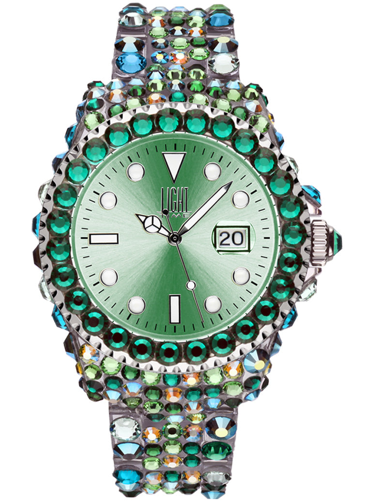 Orologio Light Time Mediterraneo L602M - orologio donna diametro 39mm, 380 cristalli Preciosa, cassa e bracciale in policarbonato - Frontale