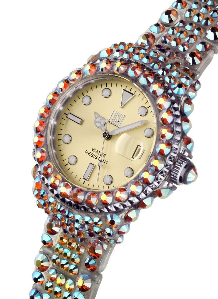 Orologio Light Time Mediterraneo L602O - orologio donna diametro 39mm, 380 cristalli Preciosa, cassa e bracciale in policarbonato - Laterale