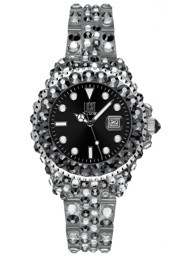 Orologio Light Time Mediterraneo L603C - orologio donna diametro 35mm, 300 cristalli Preciosa, cassa e bracciale in policarbonato - Frontale