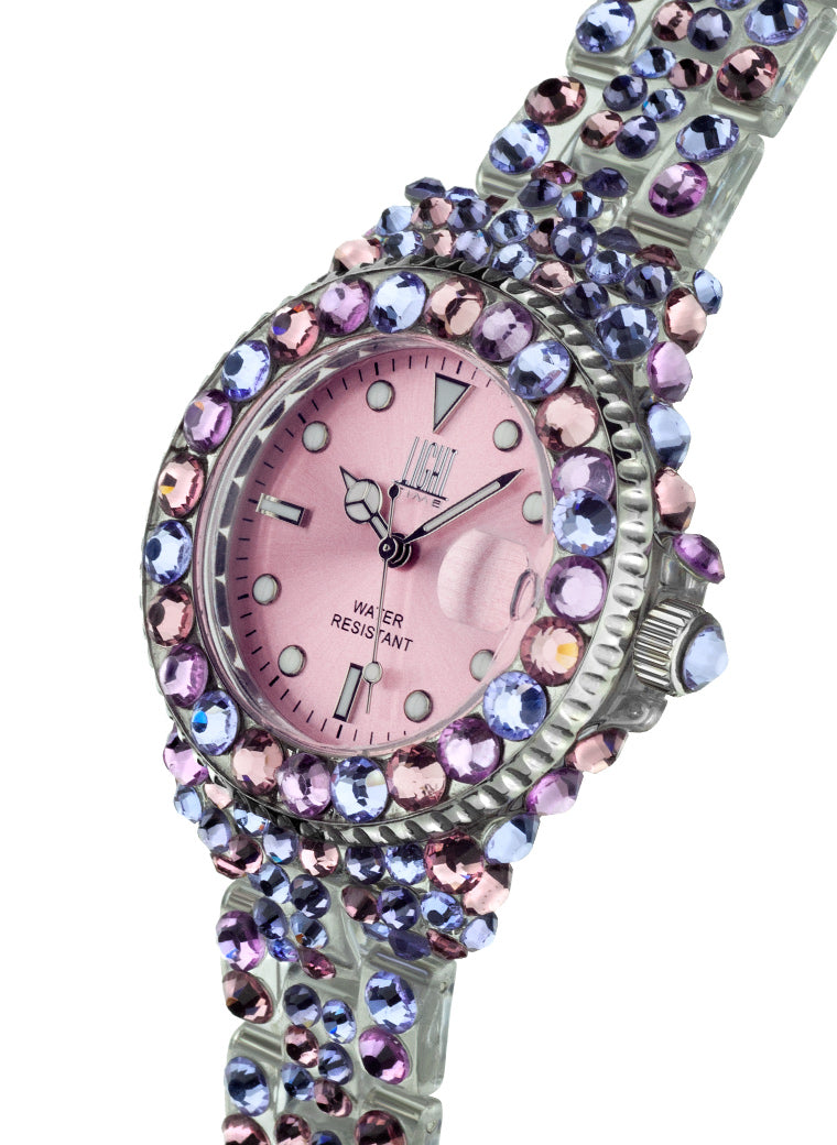 Orologio Light Time Mediterraneo L603G - orologio donna diametro 35mm, 300 cristalli Preciosa, cassa e bracciale in policarbonato - Laterale