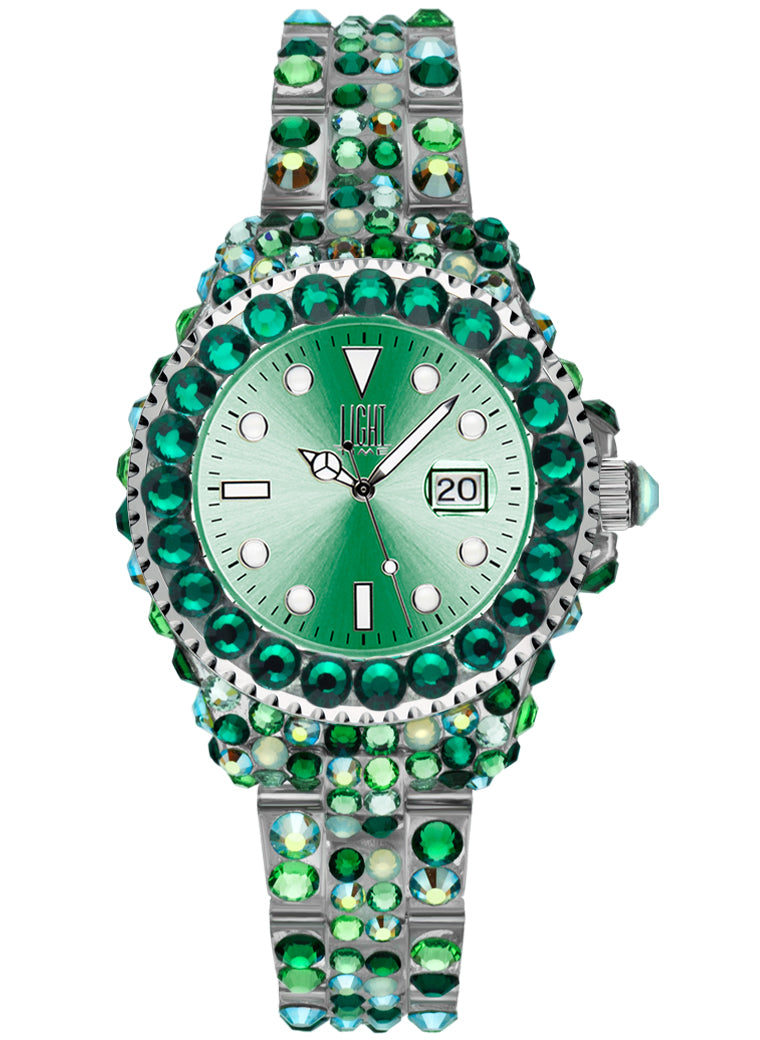 Orologio Light Time Mediterraneo L603M - orologio donna diametro 35mm, 300 cristalli Preciosa, cassa e bracciale in policarbonato - Frontale