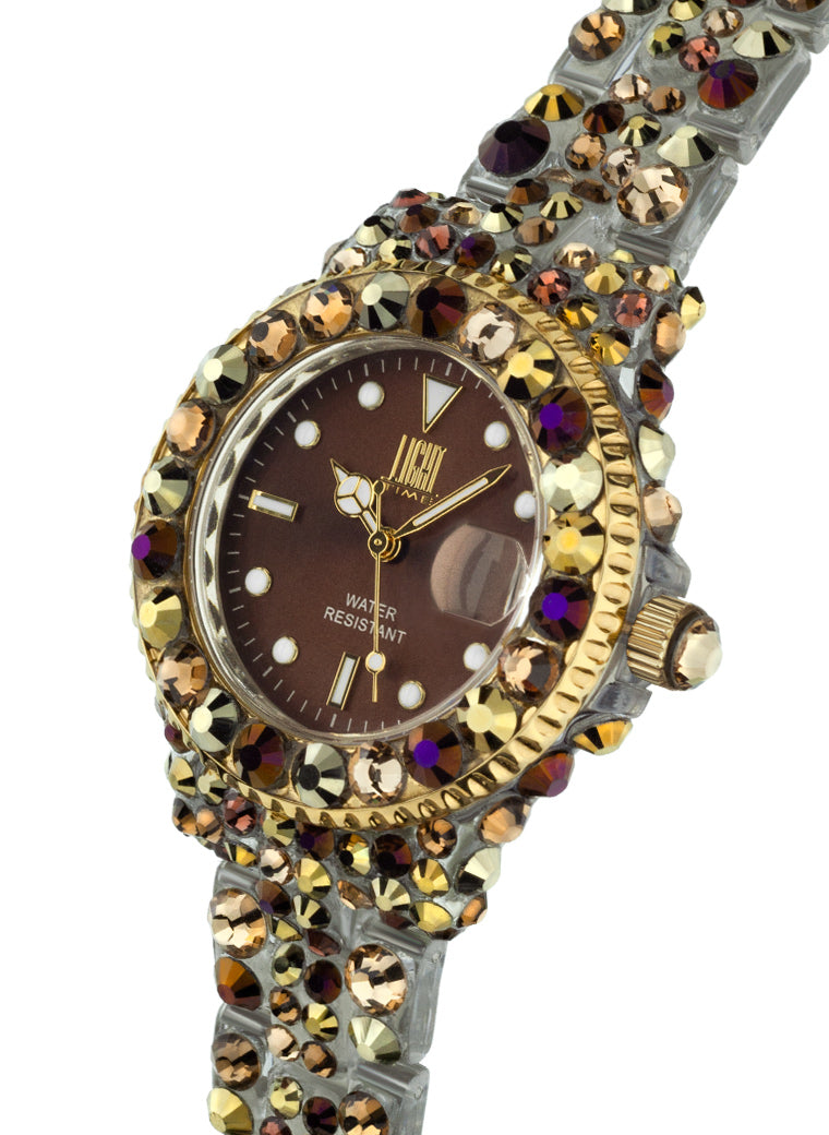 Orologio Light Time Mediterraneo L603Z - orologio donna diametro 35mm, 300 cristalli Preciosa, cassa e bracciale in policarbonato - Laterale