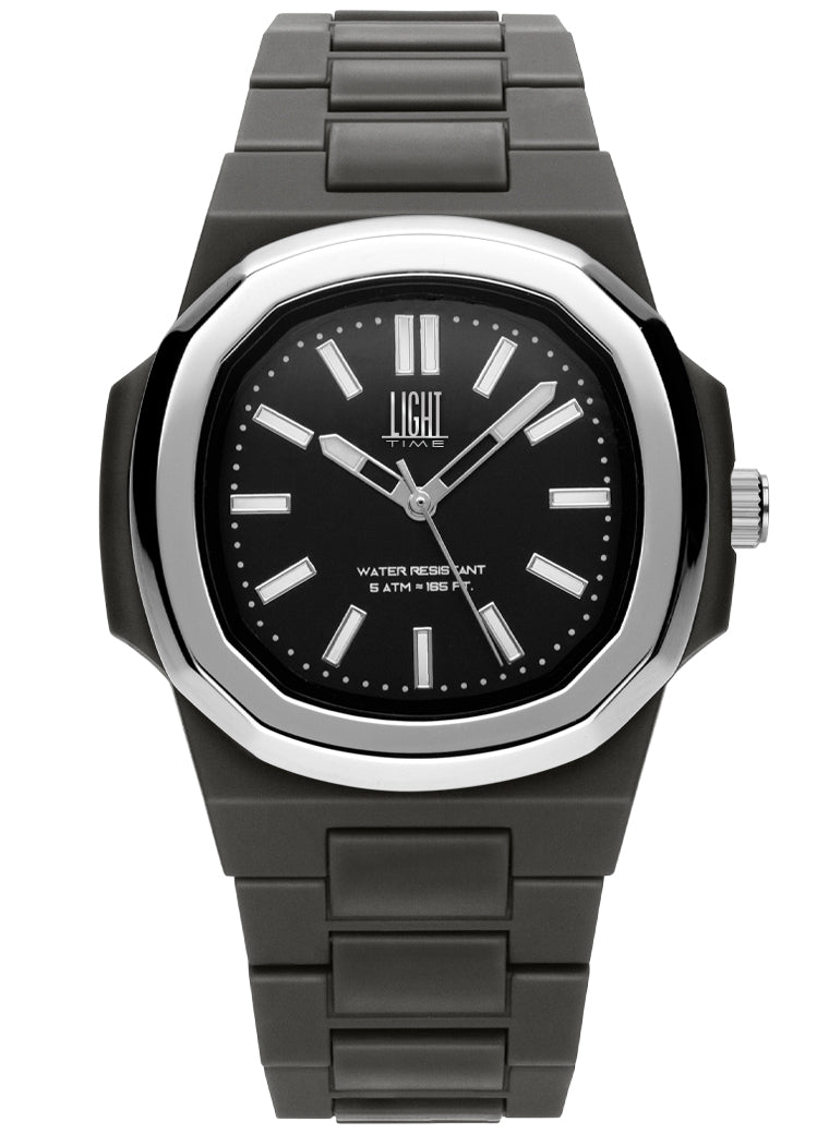 Orologio Light Time New Velvet L514S-NE-NE - Quarzo Miyota, cassa policarbonato nero, ghiera acciaio, quadrante nero, 38x42mm - Frontale
