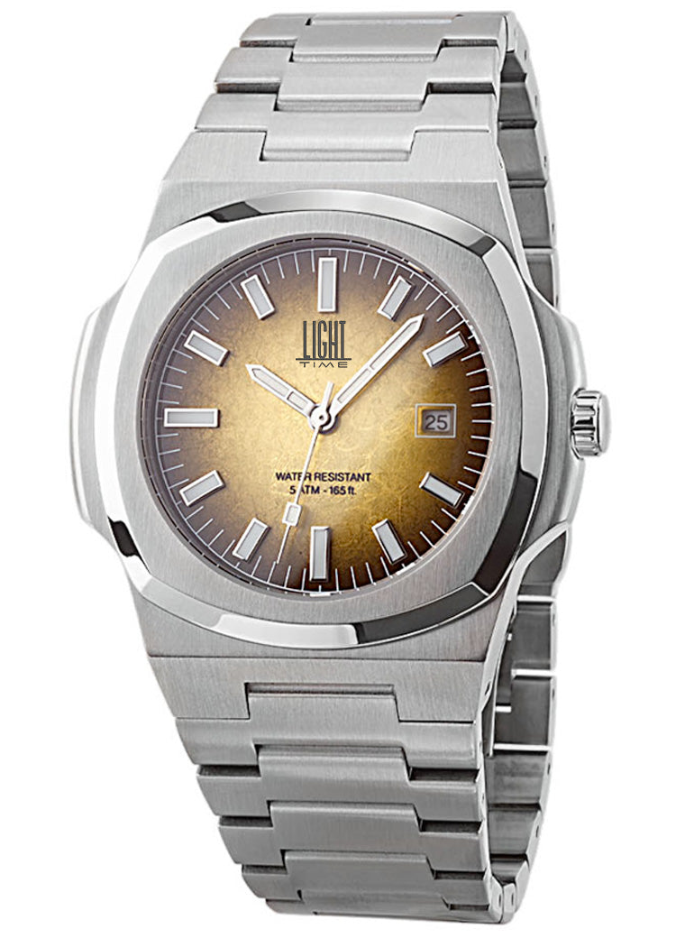 Orologio Light Time Prince L530S-MA - Quarzo Miyota, cassa acciaio, quadrante marrone fumé, 49x43mm - Frontale