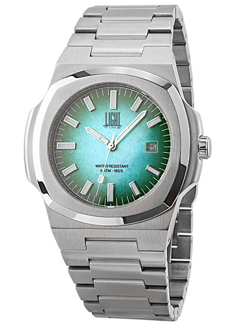 Orologio Light Time Prince L530S-VE - Quarzo Miyota, cassa acciaio, quadrante verde fumé, 49x43mm - Frontale