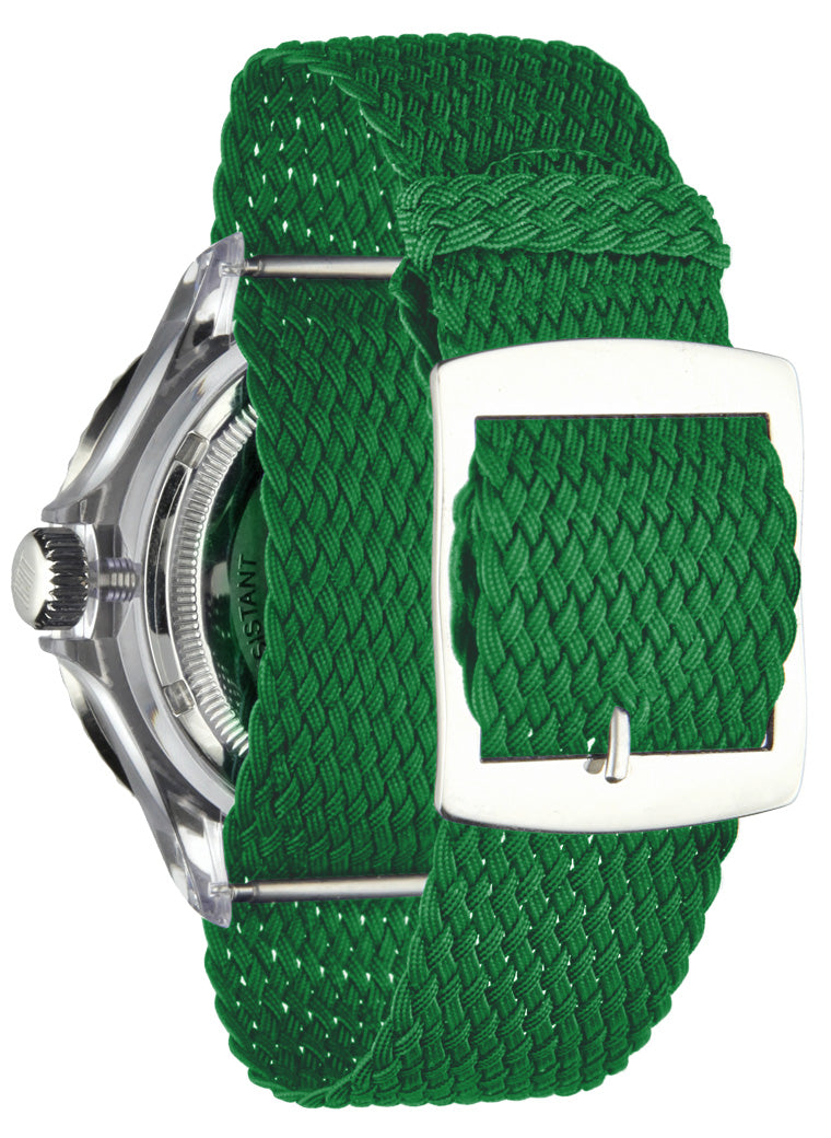 Orologio Light Time The First L217DN - Quarzo Miyota, cassa policarbonato, cinturino perlon, ghiera verde, datario, 44mm, 5ATM - Dettaglio