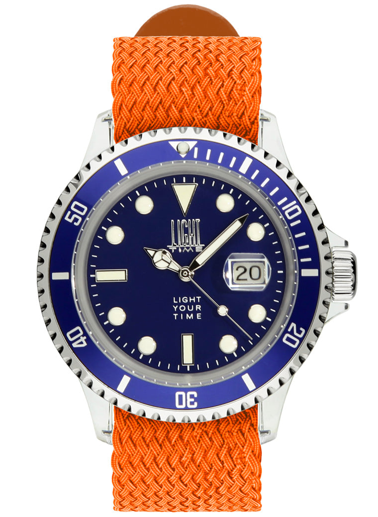 Orologio Light Time The First L218FN - Quarzo Miyota, cassa policarbonato, cinturino perlon, ghiera nera, datario, 38mm, 5ATM - Frontale 2