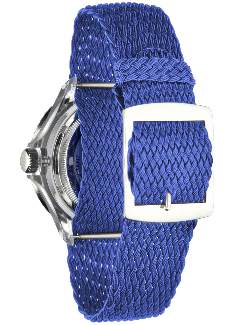 Orologio Light Time The First L218GN - Quarzo Miyota, cassa policarbonato, cinturino perlon, ghiera blu, datario, 38mm, 5ATM - Dettaglio