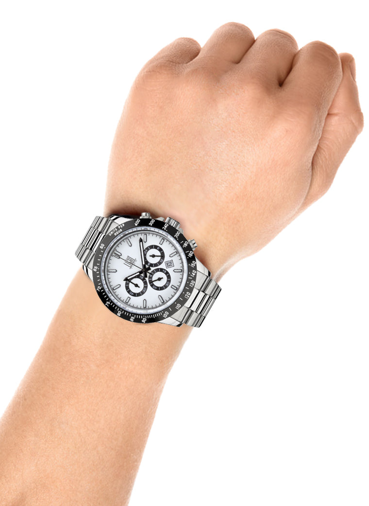 Orologio Light Time Timeless Chrono L242D - Cronografo quarzo Miyota, cassa e bracciale acciaio, fondello e corona a vite, 42mm, 10ATM - Dettaglio