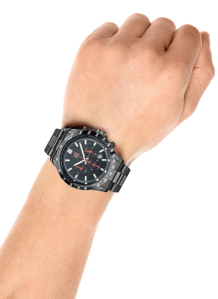 Orologio Light Time Timeless Chrono L242NG-A - Cronografo quarzo Miyota, cassa e bracciale acciaio, fondello e corona a vite, 42mm, 10ATM - Dettaglio