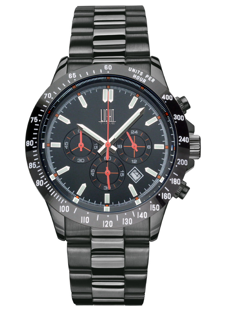 Orologio Light Time Timeless Chrono L242NG-A - Cronografo quarzo Miyota, cassa e bracciale acciaio, fondello e corona a vite, 42mm, 10ATM - Frontale