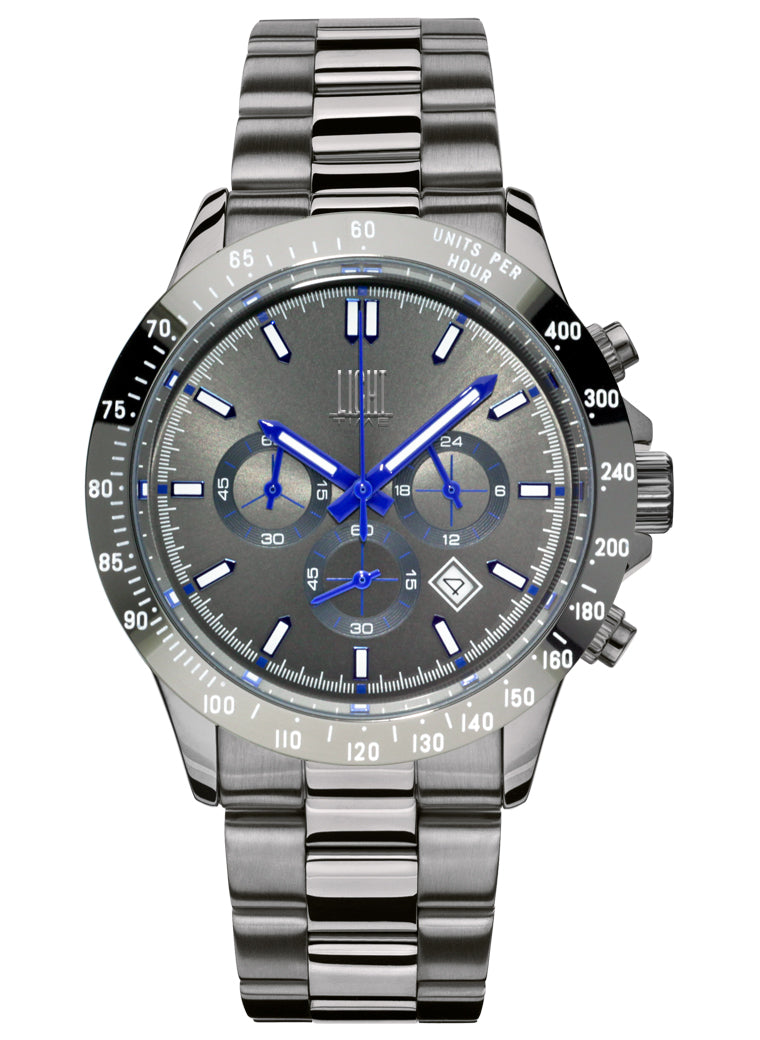Orologio Light Time Timeless Chrono L242NG-B - Cronografo quarzo Miyota, cassa e bracciale acciaio, fondello e corona a vite, 42mm, 10ATM - Frontale