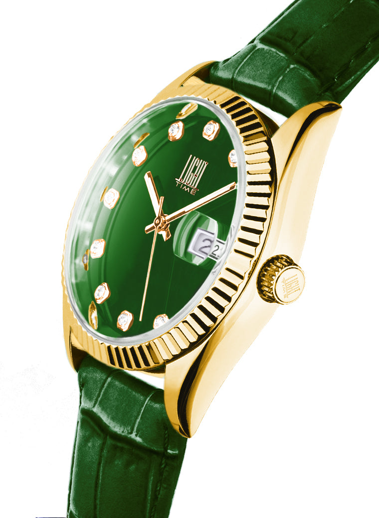 Orologio Light Time Timeless Colors L225GP-VE - donna quarzo oro cassa bracciale acciaio quadrante verde datario 36mm 5ATM - Laterale